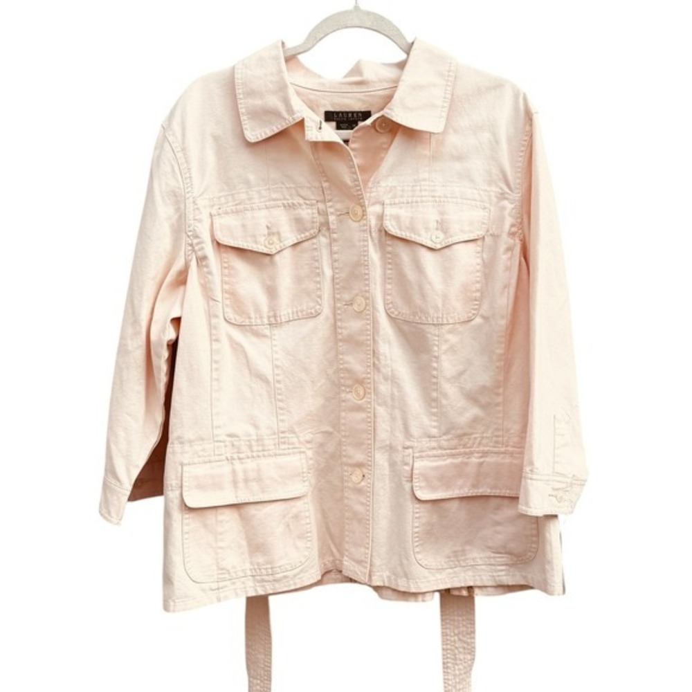 Lauren Ralph Lauren Womens Jacket 2X Pink Utility Belted Coat Plus Size